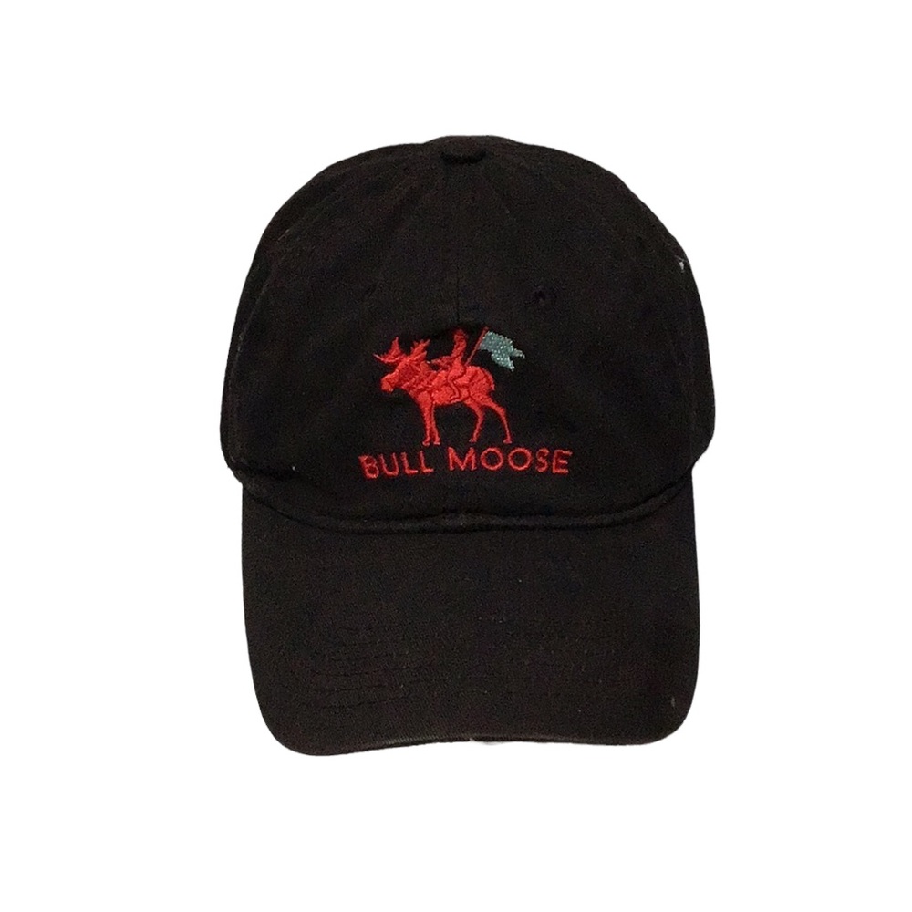 Black Embroidered Red Bull Moose With Blue Flag Baseball‎ Ball Cap Hat